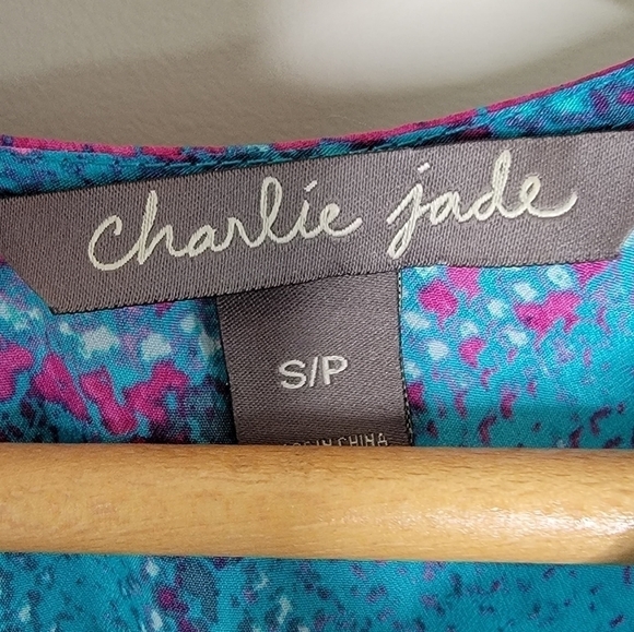 Charlie Jade | Teal & Pink Snake Print Dress - Picture 3 of 5